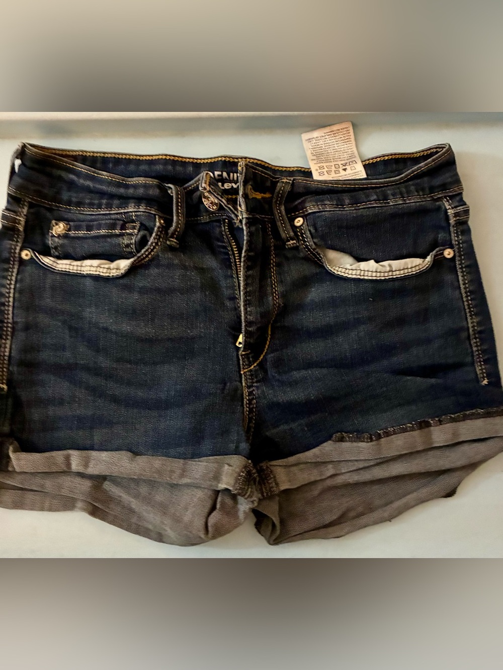 DENIZEN LEVIS Blue Denim Roll-Cuff Shorts🌼